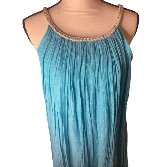 nouveaumonde womens Aqua Dress (M) with Silver Rock with sparkle threads - Picture 6 of 8